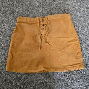 Women's SO Muted Yellow Cord Texture Corset Waist Mini Pencil Skirt 11